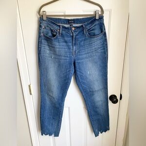 J.Crew Blue Slim Leg Boyfriend Jeans with Raw Hem Size 30 Tall